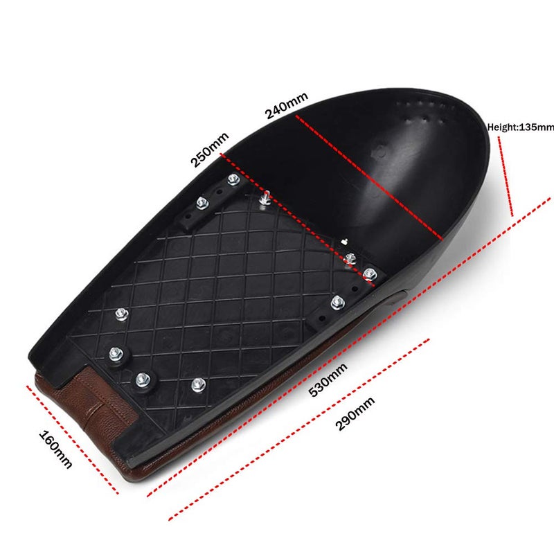 DKMOTORK 0393 Hump Motorcycle Retro Cafe Racer Seat for Honda Yamaha Suzuki Kawasaki Black Brownï¼ˆgloss black finish, subframe modification is requiredï¼‰ - Image 5
